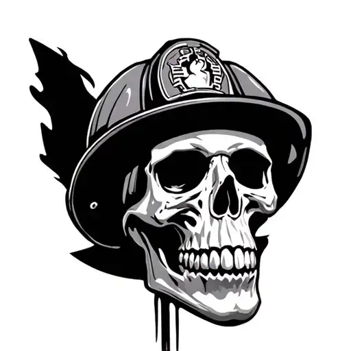 Firefighter Skull tattoo design idea