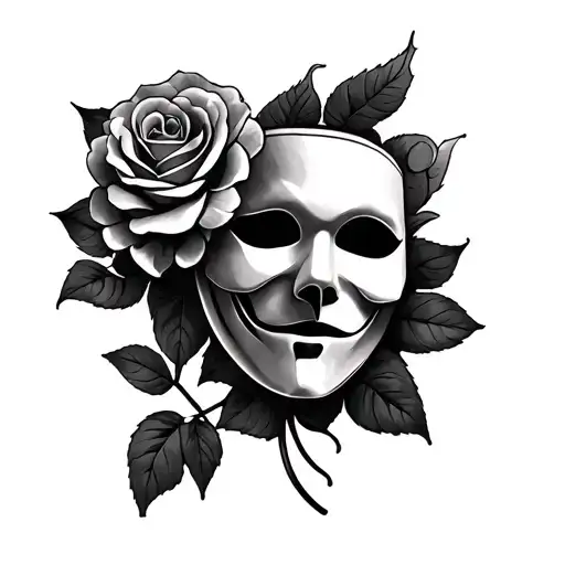 Phantom Of The Opera mask with rose tattoo design idea