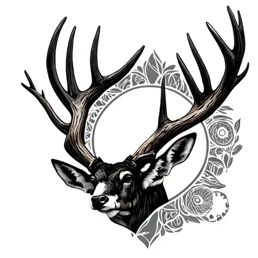 deer antlers with shell casing tattoo design idea