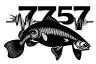 Make the numbers "7757" into a heartbeat line with something to do with fishing encorperated too tattoo design idea