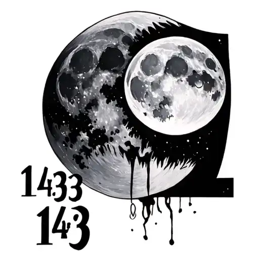 the moon and the number 143 tattoo design idea