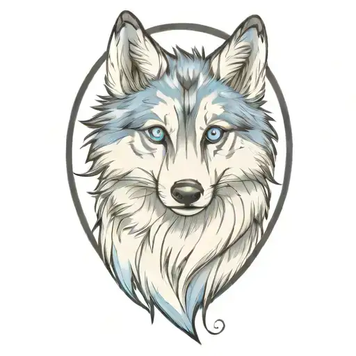 cherokee wolf puppy blue eyes and blue merle fur tattoo design idea