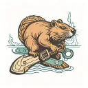 Beaver with an anchor and a chainsaw   tattoo design idea