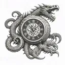 scorpion dragon clock tattoo design idea