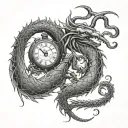 scorpion dragon clock tattoo design idea