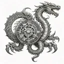 scorpion dragon clock tattoo design idea