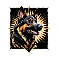 sun with German shepherd silhouette formed tattoo design idea