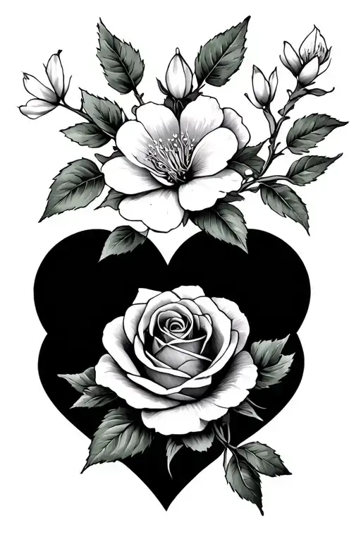 Cherry Blossoms, King of hearts, and a rose  tattoo design idea