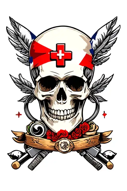 skull medic tattoo design idea