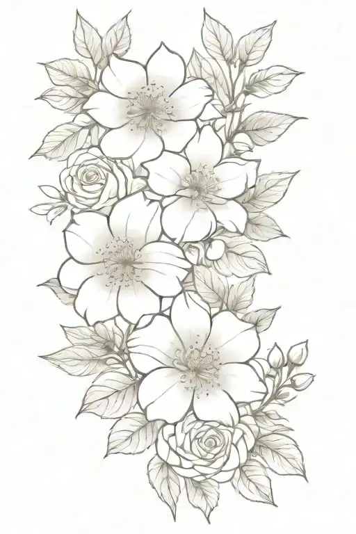 birth month flower bouquet December September may june February and march tattoo design idea