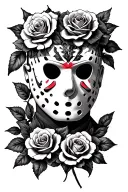 Jason mask with roses tattoo design idea