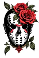Jason mask with roses tattoo design idea
