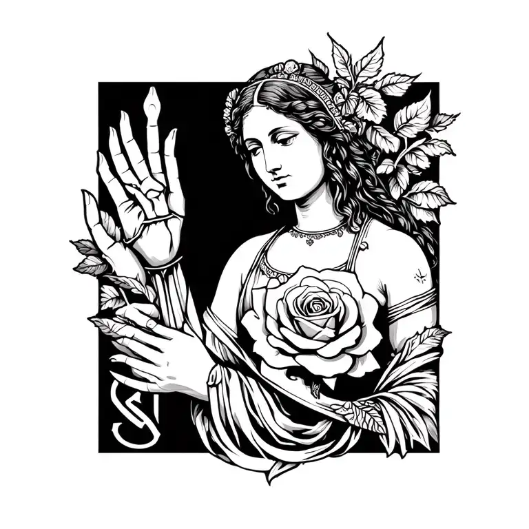 the name guadalupe with a rose and shading on forearm from elbow to wrist tattoo design idea