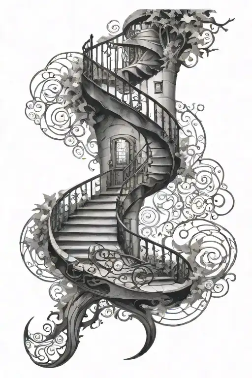 Spiral Staircase wraps around the forearm tattoo design idea