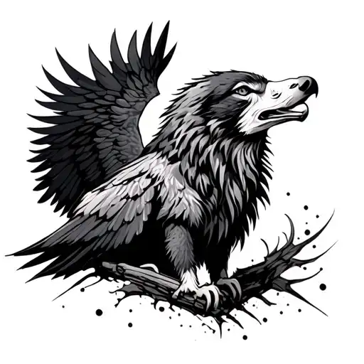 Wolf And Eagle tattoo design idea