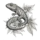 Lizard and plants growing tattoo design idea