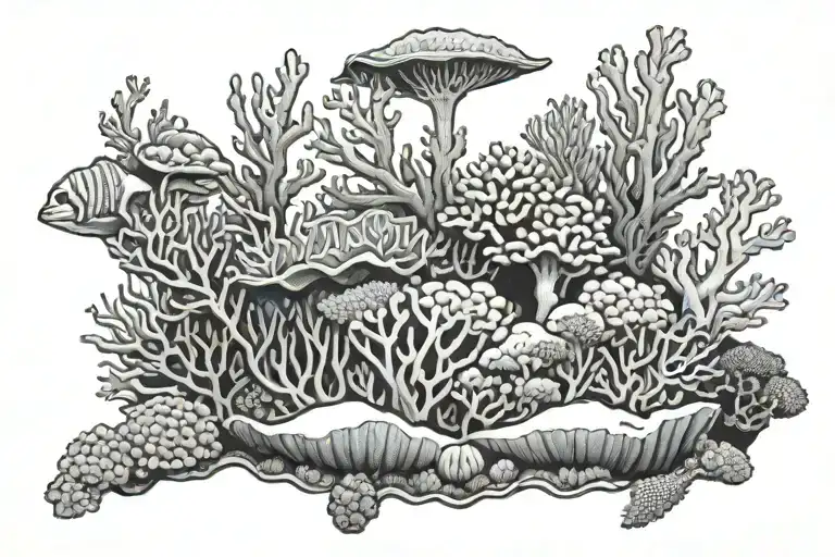 coral reef scene tattoo design idea