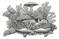 coral reef scene tattoo design idea
