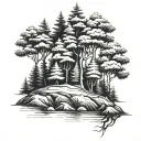 west coast trees tattoo design idea