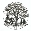 west coast trees tattoo design idea