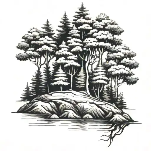 west coast trees tattoo design idea