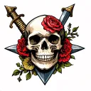 skull and dagger tattoo design idea