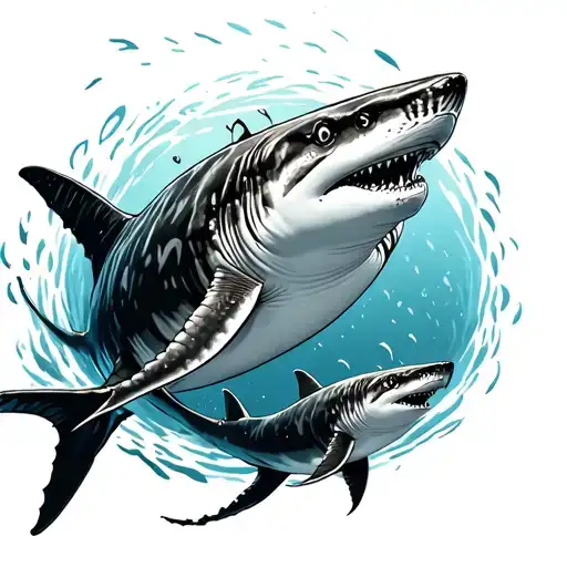 scuba diving with hammerhead and whale shark tattoo design idea