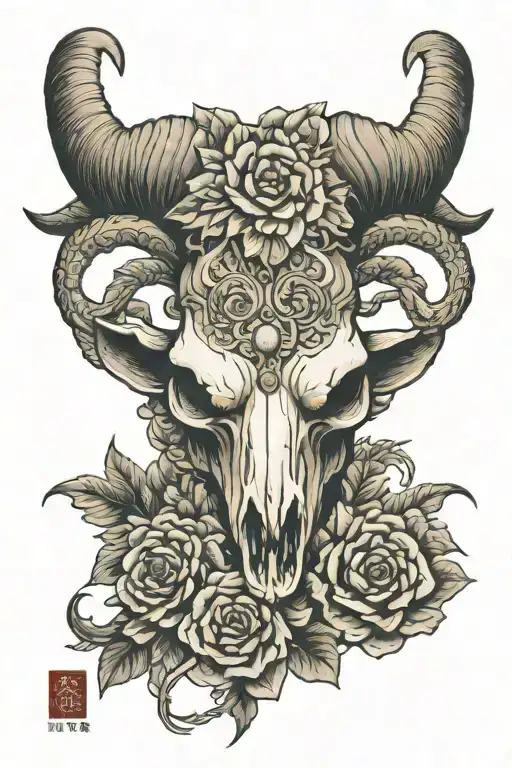 ram skull tattoo design idea