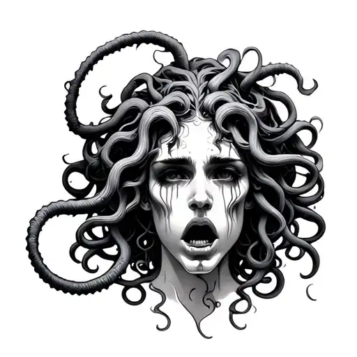 Crying Medusa tattoo design idea