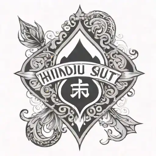 simple Black spade with "HINDU SLUT" written on it tattoo design idea