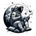 Picture an astronaut in a spacesuit sitting on the moon and going to smoke a bong. You can add stars and planets to the station tattoo design idea