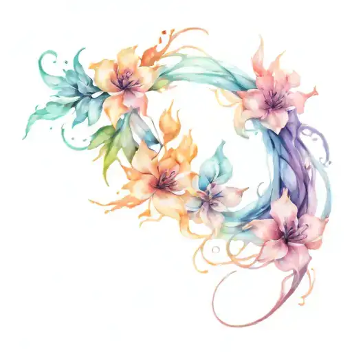 fire water earth wind elements intertwined tattoo design idea