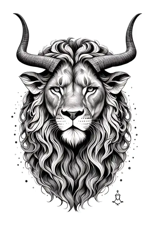 Leo combined with Taurus zodiac symbol tattoo design idea
