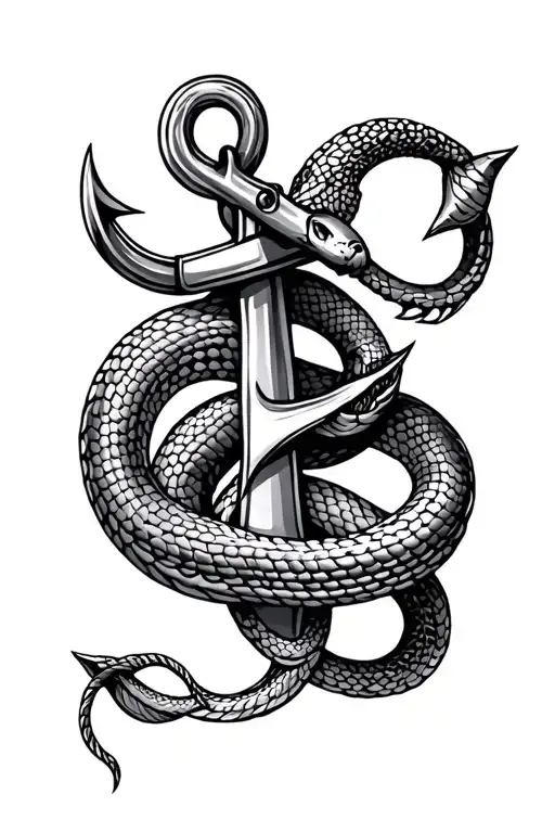 anchor, snake, seafarer  tattoo design idea