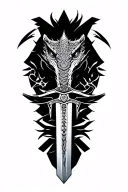 alligator samurai sword tattoo design idea