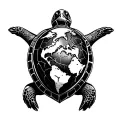 TURTLE SHELL WITH EARTH ON ITS BACK tattoo design idea