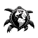 TURTLE SHELL WITH EARTH ON ITS BACK tattoo design idea