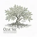 olive tree with roots spelling the words "Olive Tree Therapy" tattoo design idea