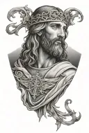 detailed jesus as victorious king tattoo design idea
