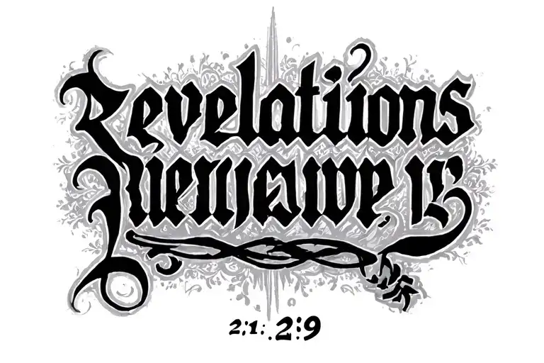 Roman style font bible verse "revelations 21:9" tattoo design idea