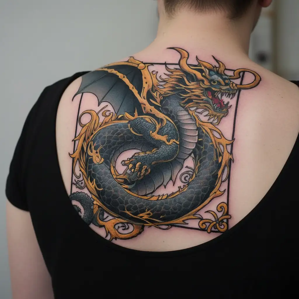 japanese yakuza dragon sleeve tattoo design idea