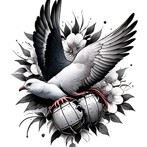 Dove And Grenade tattoo design idea