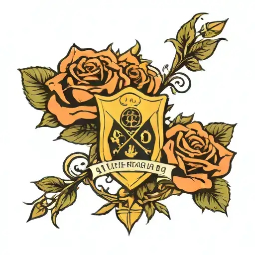 Alpha phi omega crest shield with roses  tattoo design idea