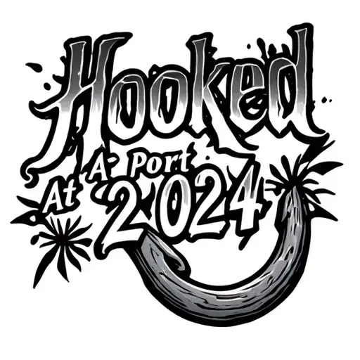 "Hooked At Port A2024" "Hooked At Port A2024" hook in skin opening tattoo design idea