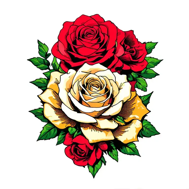 multiple roses tattoo design idea