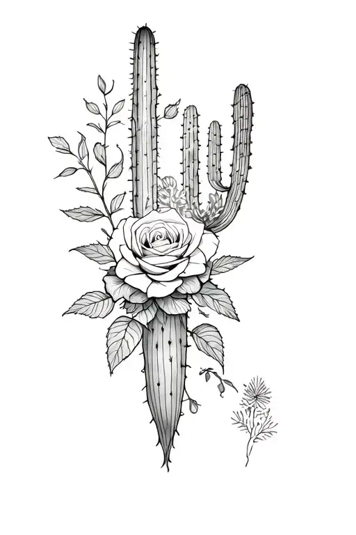 cactuses and roses forearm tattoo tattoo design idea