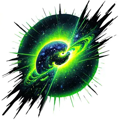 quasar beam galaxy black and green tattoo design idea