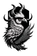 phoenix bird with 2 horns tattoo design idea