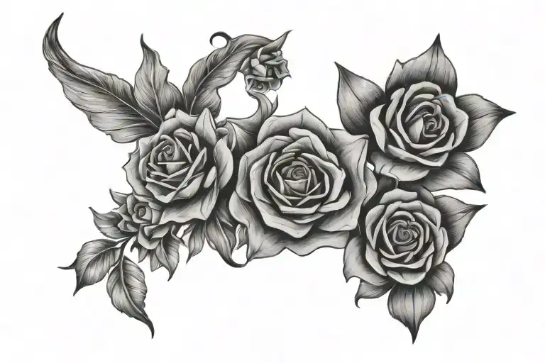 mom daughter and son tattoo design idea