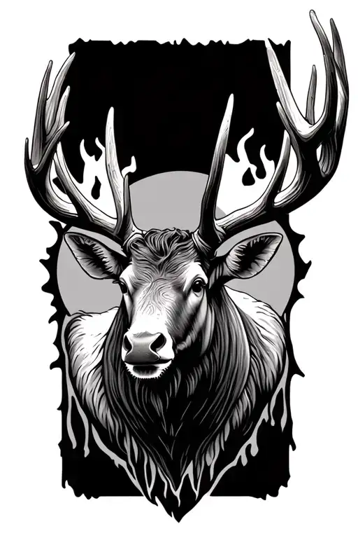 moose antlers tattoo design idea